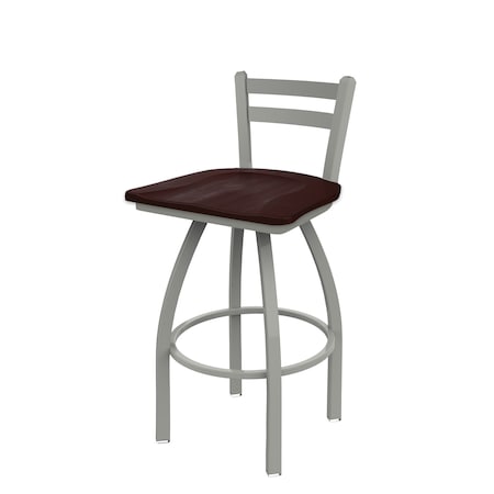 Holland Bar Stool Co 30" Low Back Swivel Bar Stool, Nickel Finish, Dark Cherry Maple Seat 41130ANDCMpl